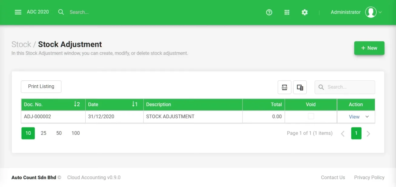 stockadjustment