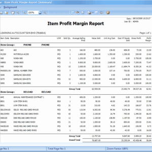 Item Batch Profit Margin Report